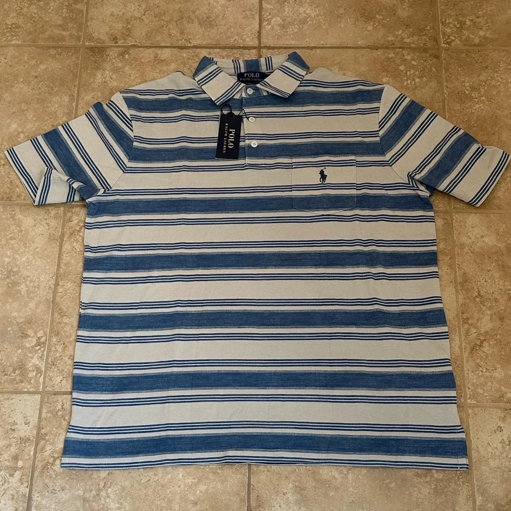 POLO RALPH LAUREN men’s CLASSIC FIT STRIPED MESH POLO SHIRT